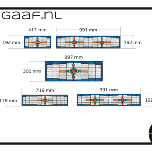 Glas in lood op maat gemaakt eigen ontwerp blauw rood raamfolie 5x glasfolie
