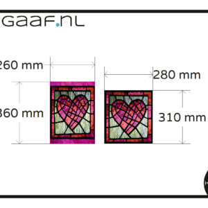 Glas in lood hart roze op maat raamfolie glasfolie raamsticker 2x ontwerp