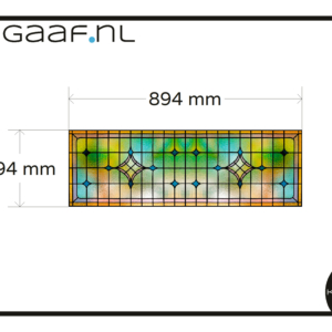 Glas in lood raamfolie oud motief geel groen blauw roze 1x privacy folie op maat