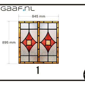 Glas in lood raamfolie geel rood ruit gezandstraalde raamfolie glasfolie 1x GZ raamsticker
