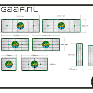 Glas in lood plakfolie raamfolie groen met boom 8x GZ frosted raamsticker anti inkijk op maat
