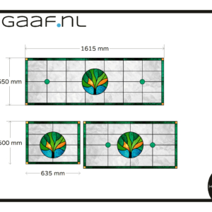 Glas in lood groen boom raamfolie plakfolie raamsticker op maat 2x privacy anti inkijk folie