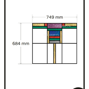 Glas in lood raamfolie glasfolie plakfolie eigen ontwerp glas in lood geel groen rood 1x TR op maat