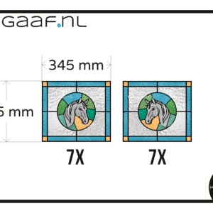 Glas in lood paard raamfolie glasfolie plakfolie 14x blauw geel op maat