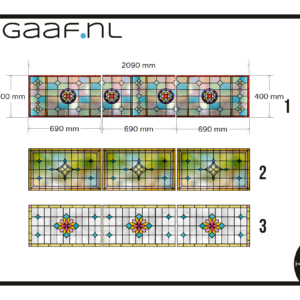 Plakfolie glas in lood raamfolie 3x raam naast elkaar eigen ontwerp privacy folie
