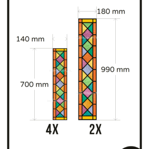 Glas in lood raamfolie glasfolie ruiten 6x smalle ramen geel groen oranje paars 2