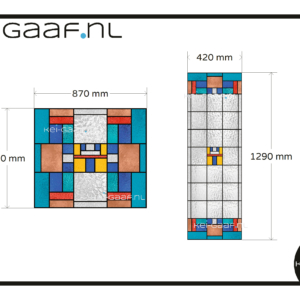 Glasfolie glas in lood raamfolie eigen ontwerp blauw rood bruin badkamer raam deur 2x GZ privacy folie