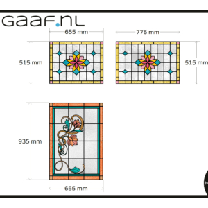 Glas in lood glasfolie plakfolie 3x raamfolie bloemen op maat anti inkijk privacy folie