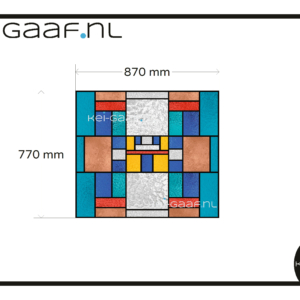 Glas in lood raamfolie blauw rood grijs geel ontwerp op maat 1x privacy folie anti inkijk