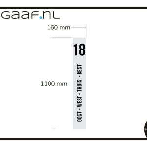 Raamfolie bedrukt volledige privacy anti inkijk folie op maat 1x GZ huisnummer en tekst zwart