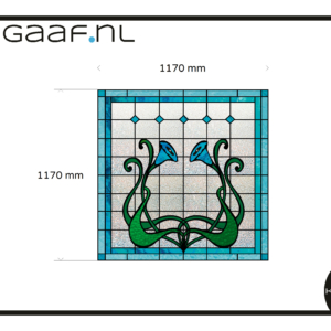 Glas in lood raamfolie folie op maat bloem blauw groen 30G 1x transparant of privacy folie