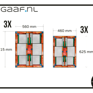 Glas in lood raamfolie op maat oranje blauw rood 6x anti inkijk decoratief