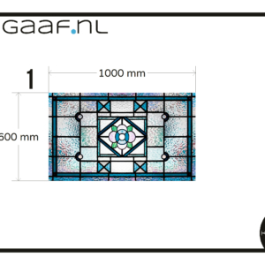 Glas in lood raamfolie op maat bloem 1000 x 600 mm GZ anti inkijk decoratief