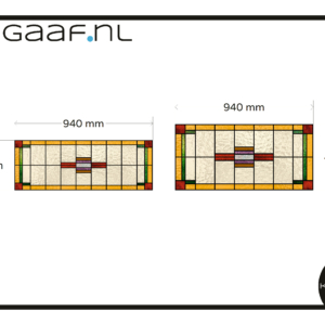 Glas in lood raamfolie op maat 2x geel rood groen decoratief anti inkijk