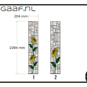 Glas in lood raamfolie op maat zonnebloem motief 1x anti inkijk
