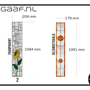 Glas in lood raamfolie raamsticker glasfolie op maat bloemen 1x GZ 1x TR folie