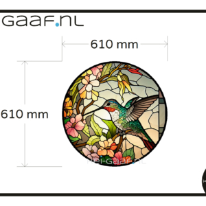 Glas in lood raamfolie rond vogel op maat 1x GZ anti inkijk privacy folie