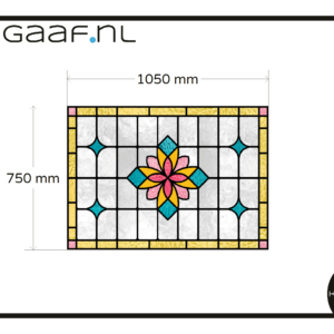 Glas in lood sticker raamfolie op maat 1x GZ gezandstraald privacy bloem geel blauw roze 194G folie