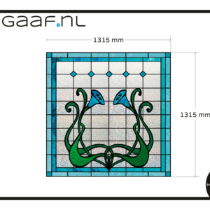 Glas in lood raamsticker raamfolie op maat bloem blauw groot formaat 1x folie