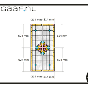 Glas in lood raamfolie raamsticker folie op maat in 4 delen bloem geel roze blauw