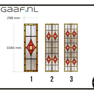 Glas in lood raamfolie raamsticker folie op maat 1x geel rood ruit klassiek