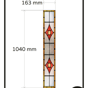 Glas in lood raamfolie op maat geel rood 1x TR 14G smal raam voordeur decoratief