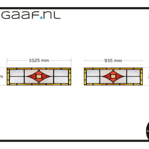 Glas in lood op maat raamfolie geel rood 2x TR transparant decoratief bovenlichten