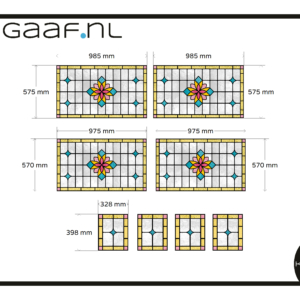 Glas in lood raamfolie bloem geel blauw roze 8x op maat decoratie privacy raam deur 4