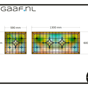 Glas in lood raamfolie geel blauw roze groen 2x decoratief folie op maat
