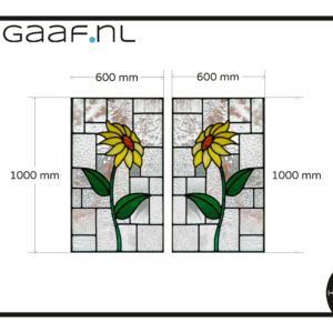 Glas in lood raamfolie op maat bloem zonnebloem 2x TR transparante folie decoratief