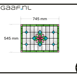 Glas in lood raamfolie transparant decoratief 1x TR op maat folie bloem groen