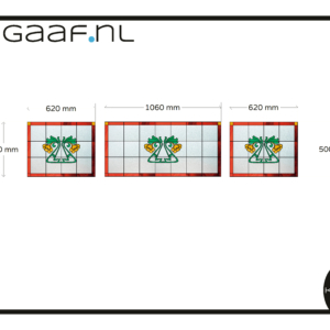 Glas in lood raamfolie rood geel groen bloemen 3x TR transparant decoratieve folie