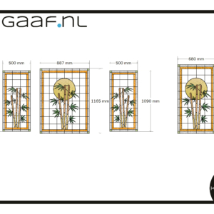 Glas in lood raamfolie raamsticker op maat 4x bamboe decoratieve folie