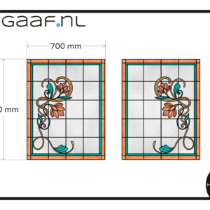 Glas in lood raamfolie raamsticker 2x op maat folie bloem decoratief privacy folie