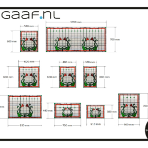 Glas in lood raamfolie privacy folie op maat 9x GZ bloem rood groen 27G anti inkijk
