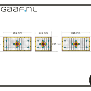 Glas in lood raamfolie raam op maat 3x 194G GZ bloem geel blauw roze privacy folie