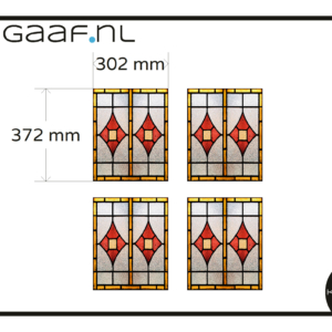 Geel rood glas in lood raamfolie folie op maat 4x 14G deur raam decoratief privacy