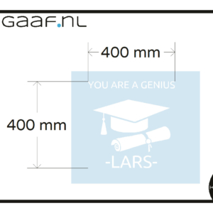 Raamsticker op maat eigen ontwerp YOU ARE A GENIUS met naam 400 x 400 mm kleur wit