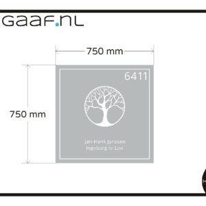 Raamfolie met huisnummer naam boom op maat 1x GS RF SB spiegelbeeld