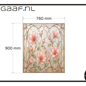 Raamfolie met eigen ontwerp op maat 1x GZ bloemen roze glas in lood effect 2