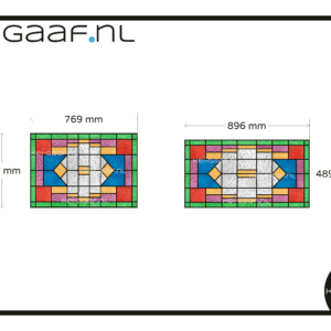 Raamfolie glasfolie glas in lood eigen ontwerp op maat 2x TR groen rood paars geel