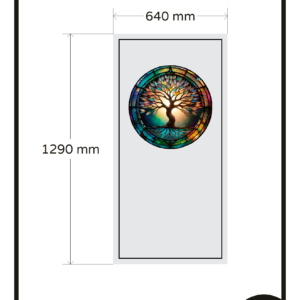 Glas in lood raamfolie met eigen afbeelding boom rond 1x GZ anti inkijk sfeervol