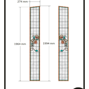 Glas in lood raamfolie lang smal raam voordeur 2x decoratief anti inkijk bloem