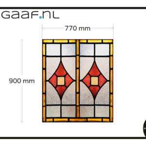 Glas in lood klassiek geel rood raamfolie op maat 14G 1x TR folie transparant