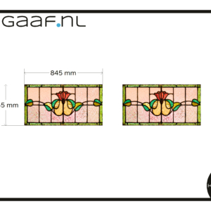 Glas in lood raamfolie 2x GZ op maat bovenlichten bovenramen 6G bloem rood 2