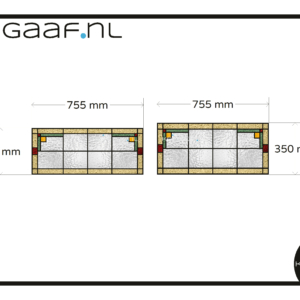 Glas in lood raam raamfolie op maat 2x rustige kleuren jaren 30 bovenlichten