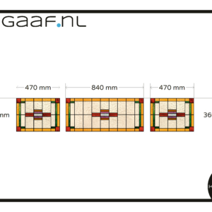 Glas in lood erker bovenlichten raamfolie op maat 3x TR geel rood groen 176G