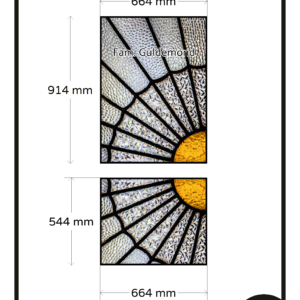 Glas in lood raamfolie op maat voordeur deur raam 2x 11G bloem zon