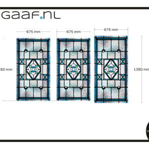 Glas in lood raamfolie raamsticker op maat 3x GZ anti inkijk folie bloem blauw 37G