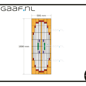 Raamfolie glas in lood eigen ontwerp deur 1x GZ geel rood paars groen